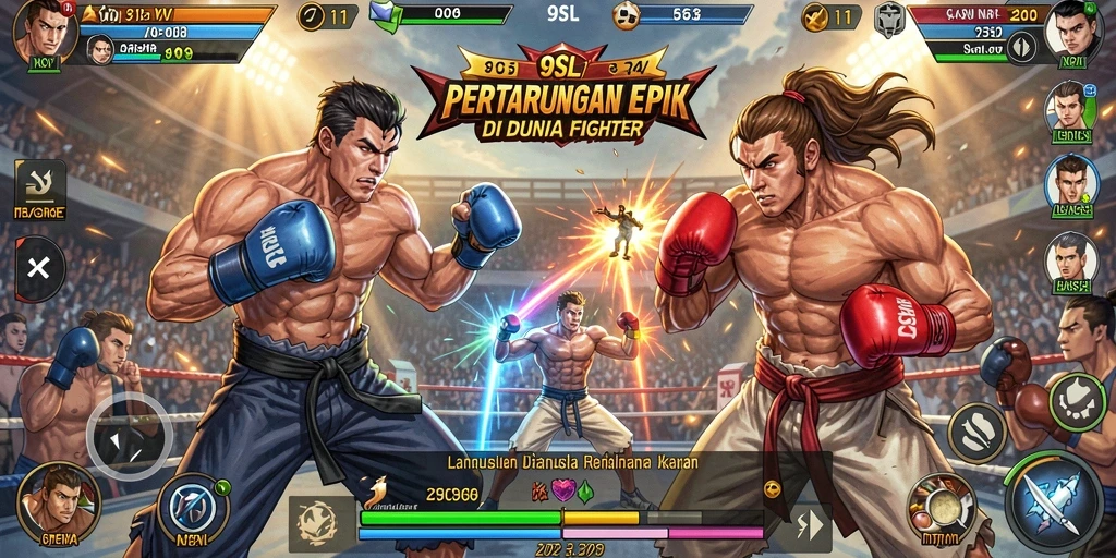 Tampilan gameplay yang dinamis dan penuh aksi dalam 9SL.