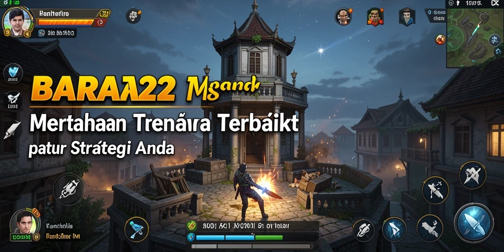 Screenshot gameplay BARA22 menunjukkan aksi menara mempertahankan dari serangan musuh.