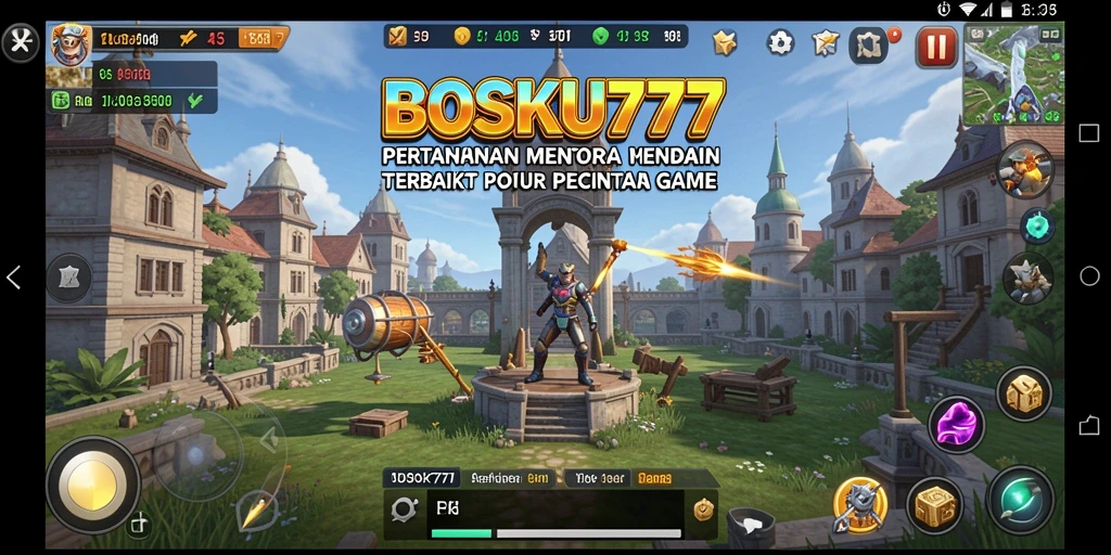 Gameplay seru Tower Defense di BOSKU777 dengan menara yang bervariasi.