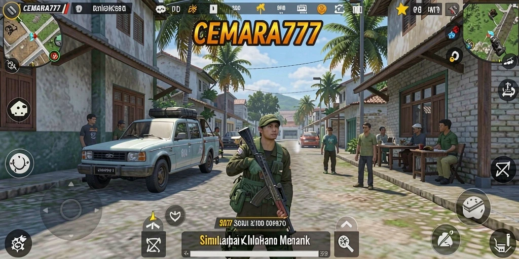 Screenshot gameplay CEMARA777 yang menunjukkan aktivitas karakter di dunia simulasi.