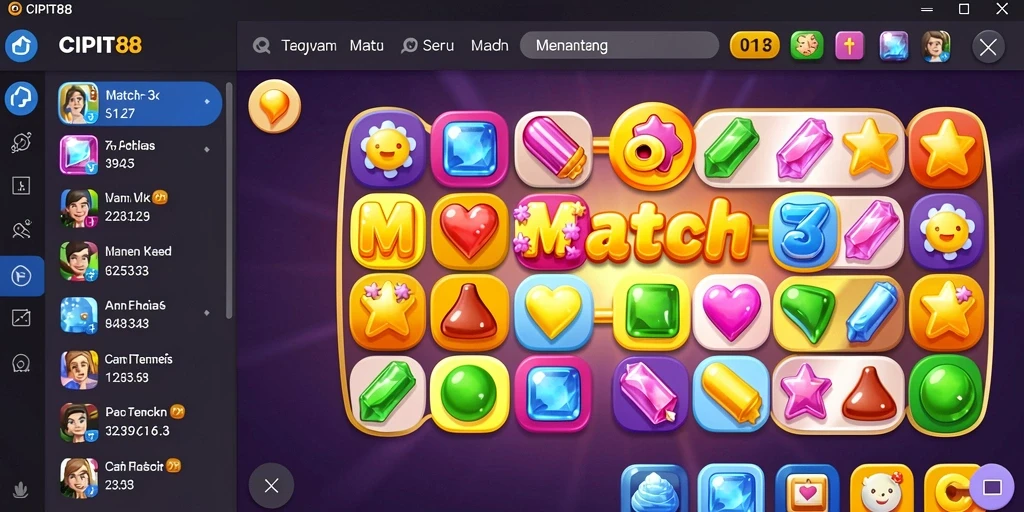 Tampilan gameplay menarik dari CIPIT88, permainan Match-3 yang menyenangkan.