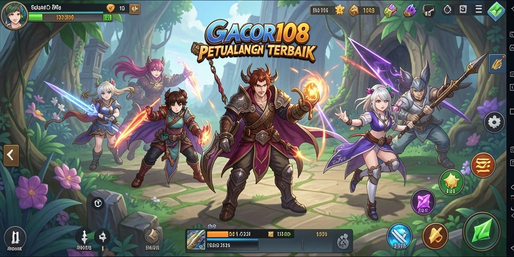 Tampilan gameplay GACOR108 yang penuh warna dan karakter Anime.