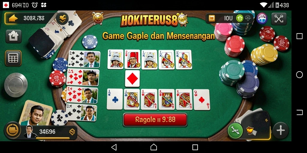 Tangkapan layar gameplay HOKITERUS88 yang menampilkan momen seru bermain Gaple.