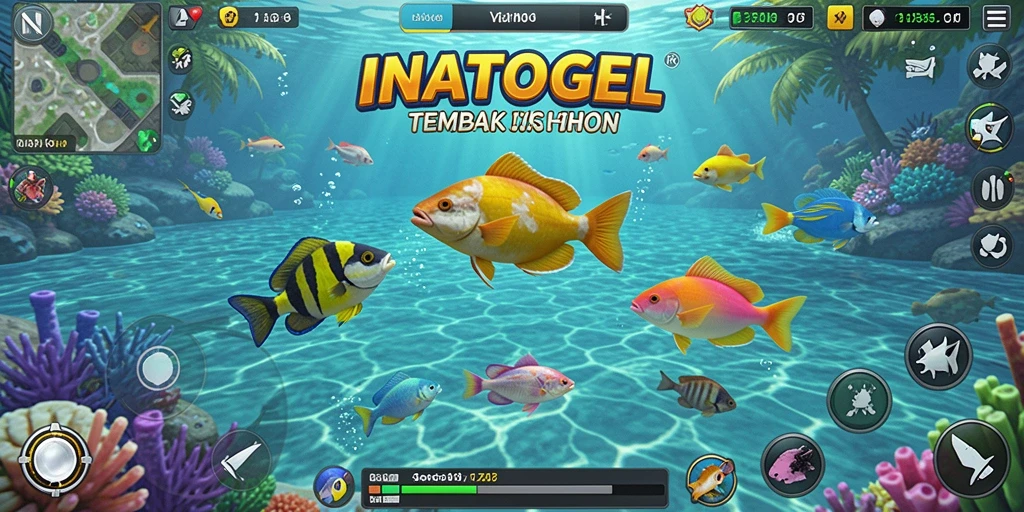 Tampilan gameplay seru dalam INATOGEL saat pemain menembak ikan.