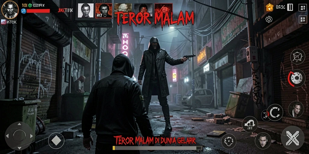 Screenshot JKTOK menampilkan momen seram dalam gameplay.