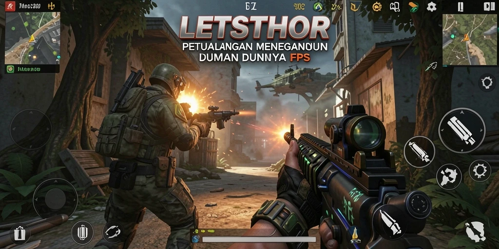 Tangkapan layar LETSTHOR menampilkan aksi seru di medan perang FPS.