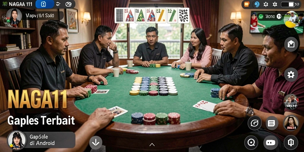 Tampilan gameplay NAGA11 yang menampilkan keseruan bermain Gaple.