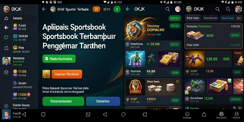 Tampilan utama OKJK menampilkan opsi taruhan olahraga yang beragam.