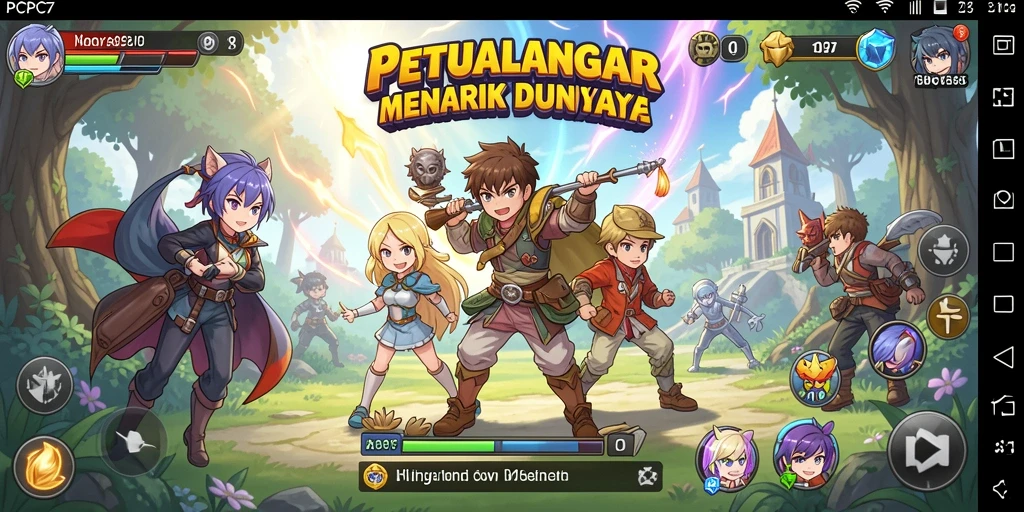 Screenshot gameplay PCPC7 menampilkan aksi seru dalam dunia Anime.