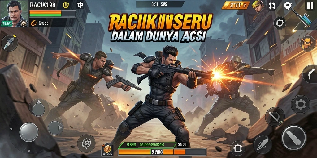 Tampilan gameplay RACIK198 yang intens dengan aksi mendebarkan.