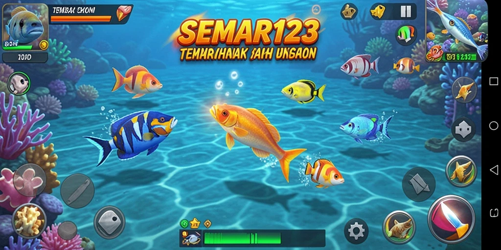 Screenshot gameplay SEMAR123 menampilkan serunya menembak ikan.