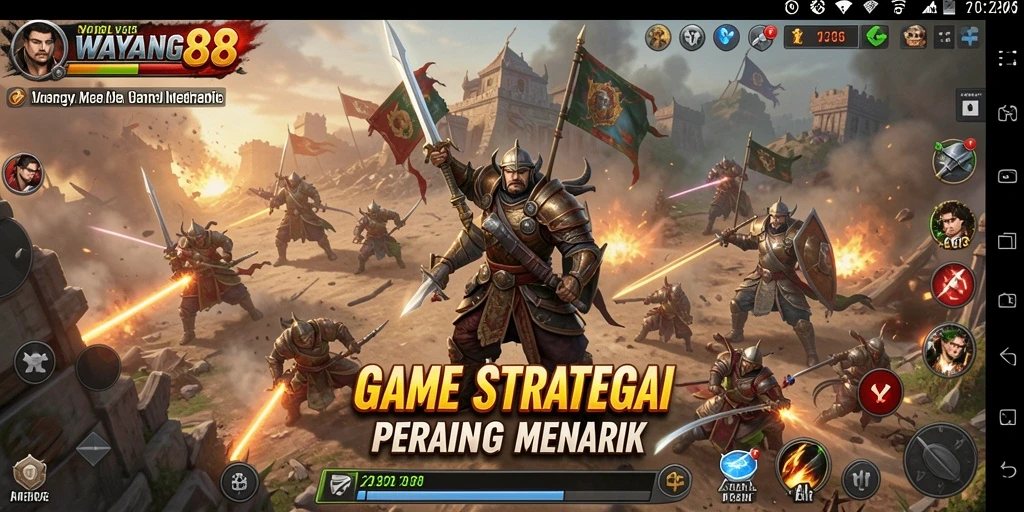 Tampilan gameplay menarik dengan karakter wayang yang beraksi.